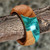 Wood and resin band ring, 'Chic Harmony' - Handcrafted Apricot Wood and Resin Band Ring in Turquoise