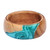 Wood and resin band ring, 'Chic Harmony' - Handcrafted Apricot Wood and Resin Band Ring in Turquoise