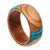 Wood and resin band ring, 'Chic Harmony' - Handcrafted Apricot Wood and Resin Band Ring in Turquoise