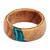 Wood and resin band ring, 'Chic Harmony' - Handcrafted Apricot Wood and Resin Band Ring in Turquoise