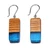 Wood and resin dangle earrings, 'Azure Totem' - Geometric Apricot Wood and Blue Resin Dangle Earrings