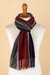 Baby alpaca blend scarf, 'Reds and Grays' - Red and Gray Baby Alpaca Blend Hand-woven Striped Scarf