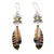 Peridot dangle earrings, 'Plumage of Fortune' - Painted Sterling Silver Dangle Earrings with Peridot Gems thumbail