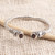 Garnet cuff bracelet, 'Perched Dragonfly' - Garnet and Sterling SIlver Dragonfly Cuff Bracelet