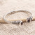 Garnet cuff bracelet, 'Perched Dragonfly' - Garnet and Sterling SIlver Dragonfly Cuff Bracelet