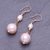 Rose gold-plated cultured pearl dangle earrings, 'Sea Glow' - Rose Gold-Plated Cultured Pearl Dangle Earrings