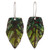 Hand-painted copper dangle earrings, 'Timeless Leafage' - Artisan-Made Leaf-Shaped Copper Dangle Earrings in Green