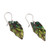 Hand-painted copper dangle earrings, 'Timeless Leafage' - Artisan-Made Leaf-Shaped Copper Dangle Earrings in Green