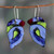 Vitreous enamel and copper dangle earrings, 'Bird Splendor' - Blue Bird-Themed Vitreous Enamel on Copper Dangle Earrings