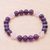 Amethyst y Rose Quartz Bead Stretch Pulsera - Pulsera elástica con cuentas de amatista y cuarzo rosa
