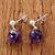 Amethyst dangle earrings, 'Romantic Night' - Faceted Amethyst Sterling Silver Dangle Earrings Thailand