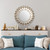 Mohena wood wall mirror, 'Peruvian Lily' - Antiqued Round Mohena Wood Wall Mirror from Peru