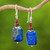Lapis lazuli and garnet dangle earrings, 'Romantic Blueberry' - Lapis Lazuli and Garnet Dangle Earrings from Thailand (image 2) thumbail