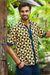 Men's batik cotton shirt, 'Bold and Confident' - Triangle Motif Men's Batik Cotton Shirt from Bali