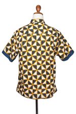 Men's batik cotton shirt, 'Bold and Confident' - Triangle Motif Men's Batik Cotton Shirt from Bali
