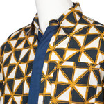 Men's batik cotton shirt, 'Bold and Confident' - Triangle Motif Men's Batik Cotton Shirt from Bali