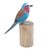 Wood statuette, 'The Eastern Bluebird' - Hand-Carved and Hand-Painted Teak & Suar Wood Bird Statuette