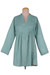 Embroidered cotton long tunic, 'Long Lines in Teal' - Spring Hand-Embroidered Sea Green Cotton Tunic from India