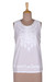 Camiseta de tanques de algodón bordado, 'Boho Romance in White' - Camiseta Sin Mangas De Algodón Blanco Nieve Con Bordado Floral
