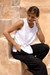 Camiseta de tanques de algodón bordado, 'Boho Romance in White' - Camiseta Sin Mangas De Algodón Blanco Nieve Con Bordado Floral
