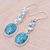 Blue topaz dangle earrings, 'Asterism in Blue' - Reconstituted Turquoise and Blue Topaz Dangle Earrings