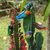 Wood ornaments, 'Natural Hummingbirds' (set of 5) - Set of 5 Pine Wood Hummingbird Ornaments in Colorful Tones