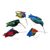 Wood ornaments, 'Natural Hummingbirds' (set of 5) - Set of 5 Pine Wood Hummingbird Ornaments in Colorful Tones