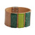 Glass and leather wristband bracelet, 'Green Skylights' - Green Glass and Leather Wristband Bracelet from Brazil