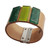 Glass and leather wristband bracelet, 'Green Skylights' - Green Glass and Leather Wristband Bracelet from Brazil