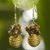 Tiger's eye and golden grass dangle earrings, 'Warmth' - Hand Crafted Brazilian Golden Grass and Tiger's Eye Earrings