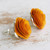 Wood button earrings, 'Honey Beauty' - Rose-Themed Honey Eucalyptus Wood Button Earrings