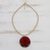 Collar colgante de madera y cuerno - Collar con colgante circular de madera y cuerno con flor de rosa