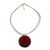 Collar colgante de madera y cuerno - Collar con colgante circular de madera y cuerno con flor de rosa