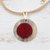 Pulsera de amada de madera y hueso de oro - Pulsera con dije de flor de rosa de cuerno y madera con detalles en dorado y círculo