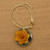 Gold-accented wood and horn pendant necklace, 'Marigold Floral Splendor' - Gold-Accented Wood & Horn Handmade Floral Pendant Necklace