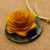 Gold-accented wood and horn pendant necklace, 'Marigold Floral Splendor' - Gold-Accented Wood & Horn Handmade Floral Pendant Necklace