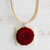 Collar colgante de madera y cuerno - Collar con colgante de rosa de madera y cuerno tallado y teñido a mano
