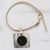 Pulsera de amada de acento de oro y encanto de huesos - Pulsera con dije de rosa de madera y flor de cuerno con detalles dorados cuadrados