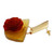 Gold-accented wood and horn dangle earrings, 'Rose Luxury' - 18k Gold-Accented Wood and Horn Rose Dangle Earrings