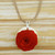Collar colgante de madera y cuerno - Collar con colgante de rosa naranja de madera y cuerno tallado a mano