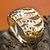 Anillo de cóctel de oro tricolor - Anillo de oro de 10 quilates con ondas en forma de rosa, blanco y amarillo sobre banda brasileña