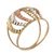 Anillo de cóctel de oro tricolor - Anillo de oro de 10 quilates con ondas en forma de rosa, blanco y amarillo sobre banda brasileña