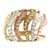 Anillo de cóctel de oro tricolor - Anillo de oro de 10 quilates con ondas en forma de rosa, blanco y amarillo sobre banda brasileña