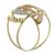 Anillo de cóctel de oro tricolor - Anillo de oro de 10 quilates con ondas en forma de rosa, blanco y amarillo sobre banda brasileña