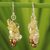 Cultured pearl and citrine cluster earrings, 'Afternoon Light' - Thai Beaded Citrine and Pearl Earrings