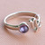 Amethyst cocktail ring, 'Sign of Capricorn' - Capricorn Rhodium Plated Cocktail Ring with Amethyst