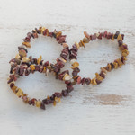 Jasper beaded stretch bracelets, 'Jasper Trio' (set of 3) - Three Jasper Beaded Stretch Bracelets from Brazil