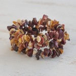 Jasper beaded stretch bracelets, 'Jasper Trio' (set of 3) - Three Jasper Beaded Stretch Bracelets from Brazil