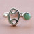 Green quartz cocktail ring, 'Sign of Cancer' - Rhodium Plated Cocktail Ring with Cancer Sign and Quartz