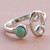 Green quartz cocktail ring, 'Sign of Cancer' - Rhodium Plated Cocktail Ring with Cancer Sign and Quartz
